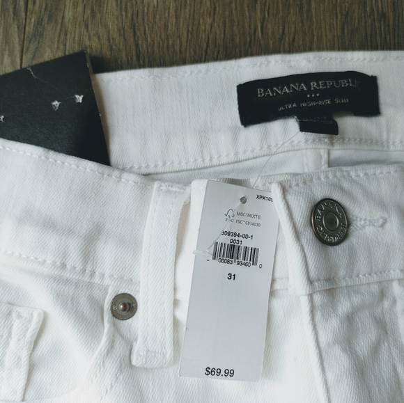Banana Republic Ultra High-Rise Slim White Jeans Size 12 (31) - Picture 4 of 8